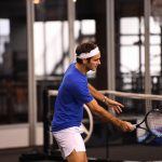 Roger Federer practices at the O2 Arena on Tuesday, September 19, 2017. Roger Federer practices at the O2 Arena on Tuesday, September 19, 2017.