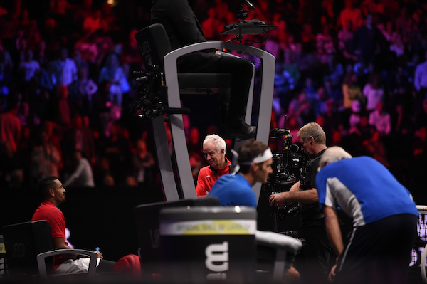 The umpire's chair was crafted to mirror the Laver Cup trophy. Credit: Ben Solomon/Laver Cup