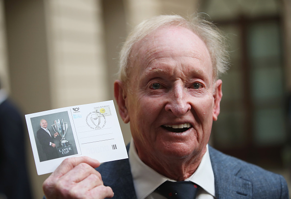 Rod Laver and his Czech postcard. 