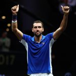 Marin Cilic celebrates victory over Frances Tiafoe. Getty Images/Clive Brunskill.