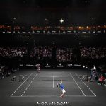 A first: the Laver Cup is playing on a black court.