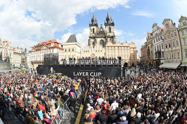 Scenes from the Old Town Square where Laver Cup players were welcomed in Prague today. Photo: Ben Solomon