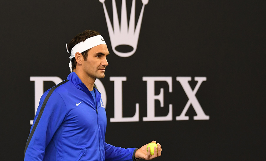 Roger Federer hits at the O2