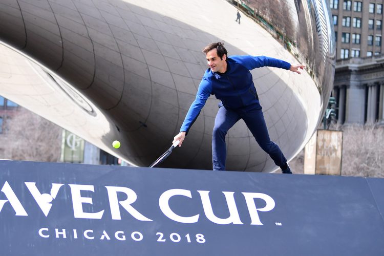 Roger Federer arrives in Chicago to launch Laver Cup 2018.