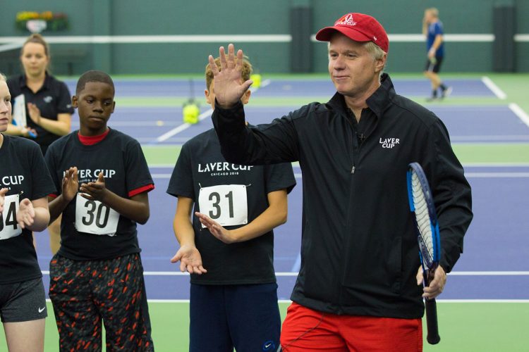 Team World Vice Captain Patrick McEnroe attends the ballkid tryouts in Chicago.