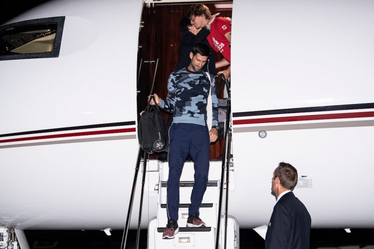 Novak Djokovic arrives in Chicago with Team Europe's Alexander Zverev and David Goffin on Monday night. Photo: David Goffin
