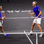 Team Europe's Roger Federer and Alexander Zverev took a lead in the early stages of Sunday's doubles. Photo: Ben Solomon/Laver Cup