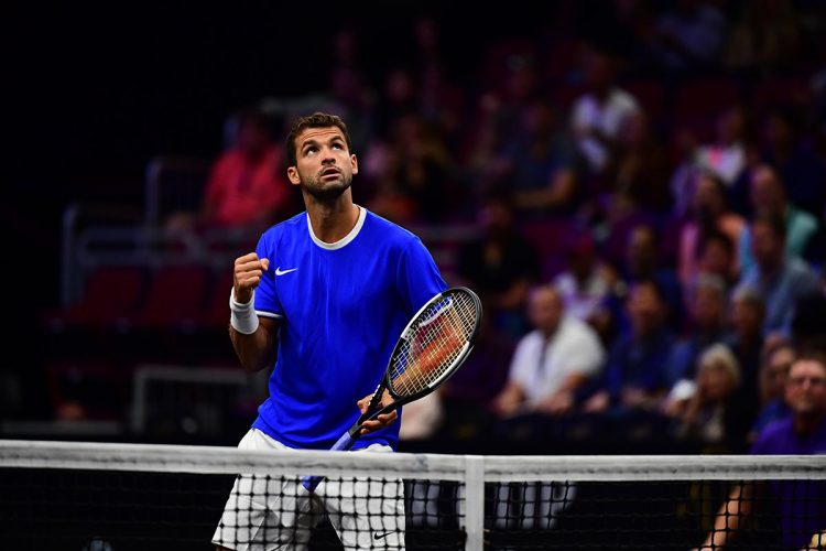 Team Europe's Grigor Dimitrov makes a strong start, taking the first set against Tiafoe. Photo: Ben Solomon/Laver Cup