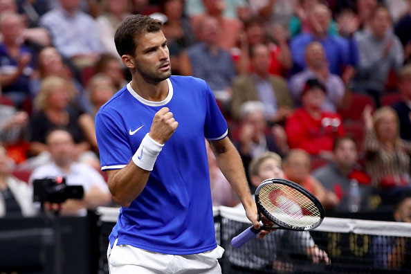 Grigor Dimitrov asserts control of Match 1, beating Frances Tiafoe in straight sets. Photo: Clive Brunskill/Getty Images