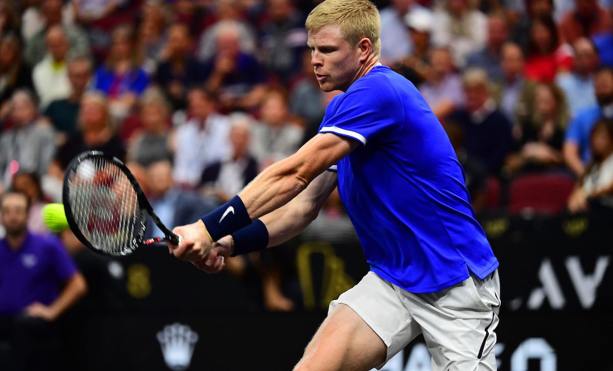Kyle Edmund shows focus and flair in his encounter with Team Worlds's Jack Sock. Photo: Ben Solomon/Laver Cup