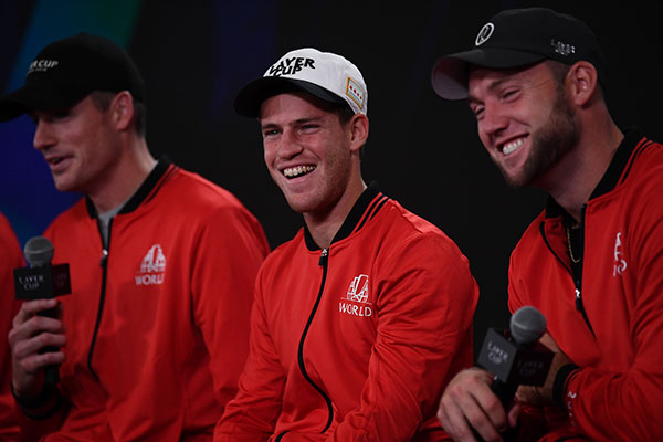 Jack Sock and Diego Schwartzman will play singles in the day session on Friday, and Sock will return for doubles with Kevin Anderson. Photo: Ben Solomon/Laver Cup