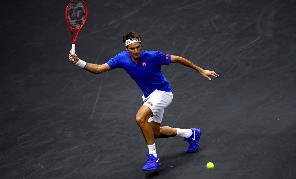 Roger Federer in motion. Photo: Matthew Stockman/Getty Images