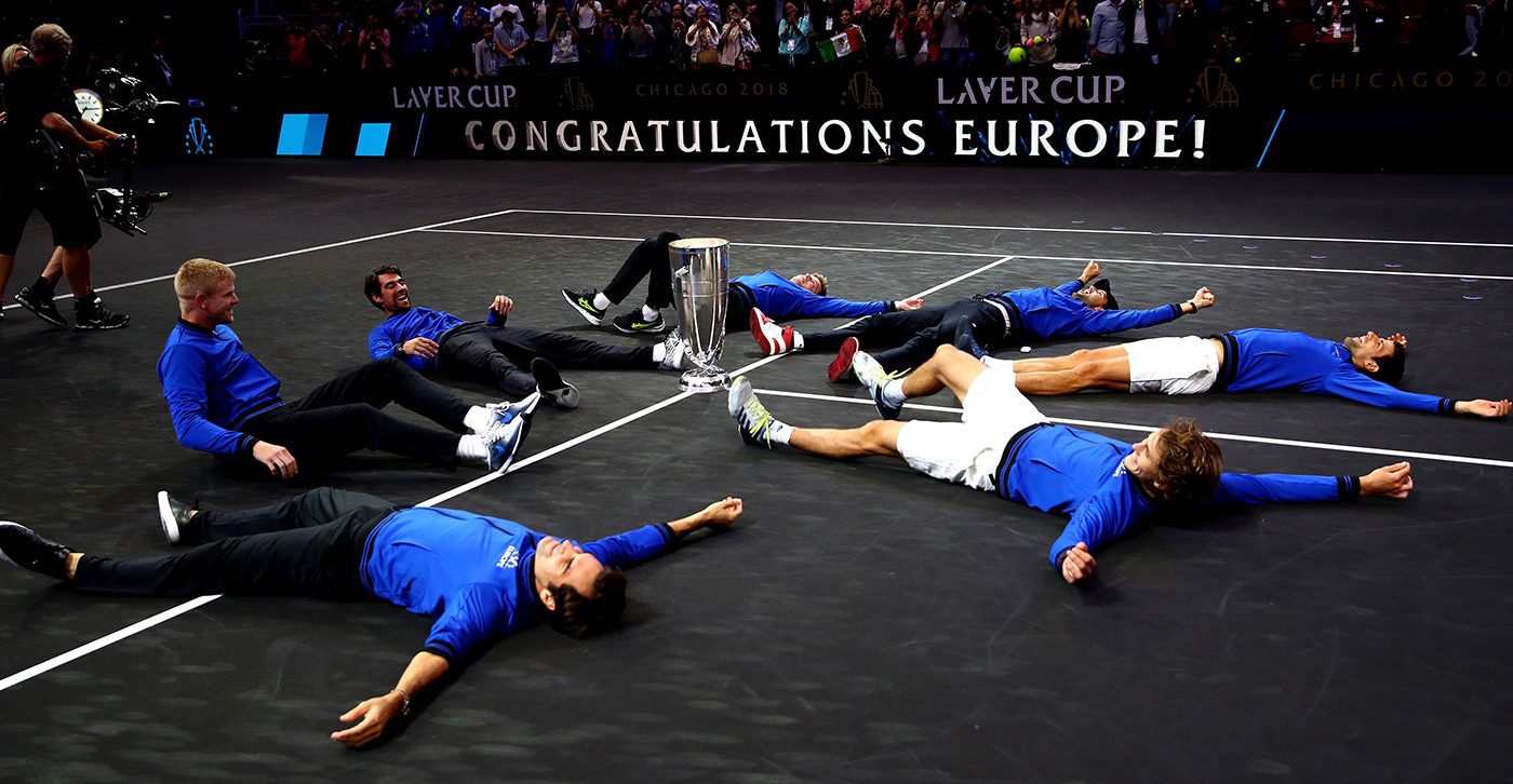Team Europe celebrates victory at Laver Cup 2018. Photo: Clive Brunskill/Getty Images