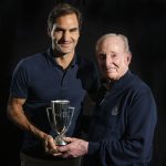 Laver Cup trophy presentation to Roger Federer.