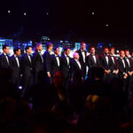Teams line up on stage at the Laver Cup Gala