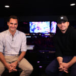Special guest Roger Federer with another special Guest Andy Roddick