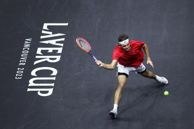 Taylor Fritz whips a forehand. Photo by Matthew Stockman/Getty Images.