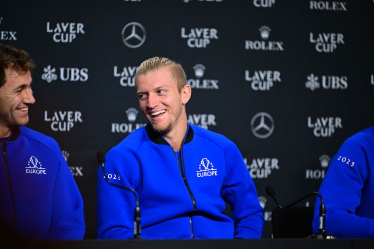 First-time player Alejandro Davidovich Fokina at the Team Europe media conference. Photo by Ben Solomon.