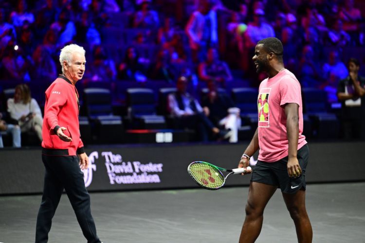 ohn McEnroe and Frances Tiafoe at Open Practice Day. Photo by Matthew Stockman/Getty Images.