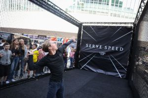 Visitors check out the speed serve at Laver Cup Fan Zone. Photo by Gerald Matzka/Getty Images for Laver Cup