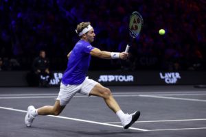 Casper Ruud opens for Team Europe. Photo by Clive Brunskill/Getty Images