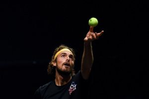 Greek star Stefanos Tsitsipas joins a Team Europe practice session. Photo by Luciano Lima/Getty Images