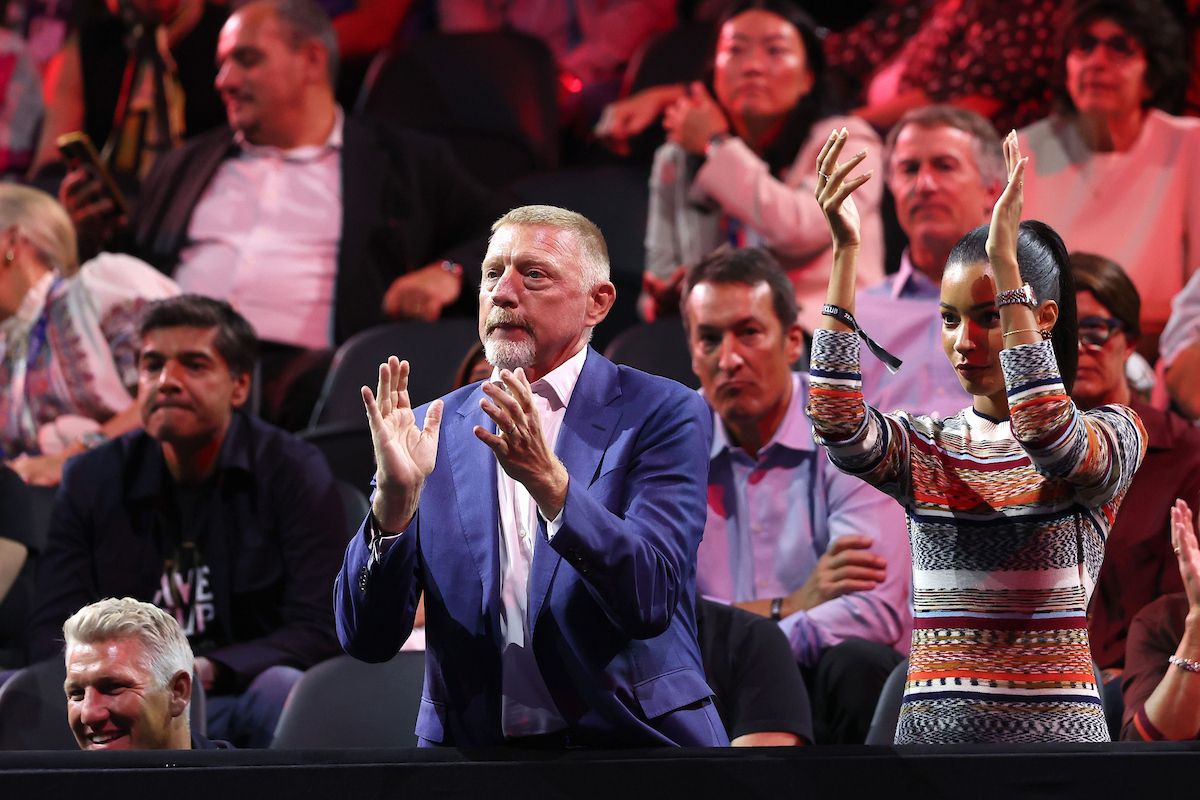 Tennis legend Boris Becker offers home ground support for Alexander Zverev. Photo by Maja Hitij/Getty Images