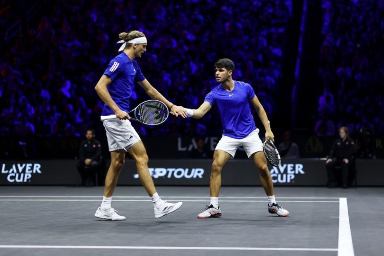 Alexander Zverev and Carlos Alcaraz played their first doubles match together at Laver Cup Berlin 2024.