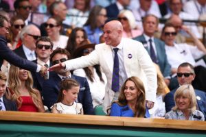 Incoming Laver Cup Team World Captain Andre Agassi takes his seat in the Royal Box.