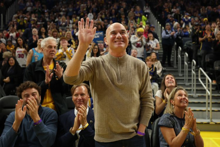 Andre Agassi visited Chase Center ahead of Laver Cup watch the attend the Golden State Warriors take on the Dallas Mavericks.