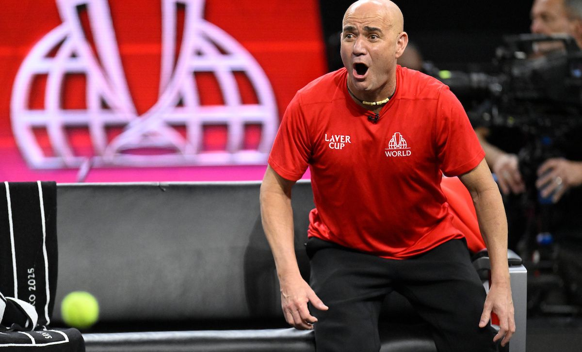 Captain Agassi, on the edge of his seat.