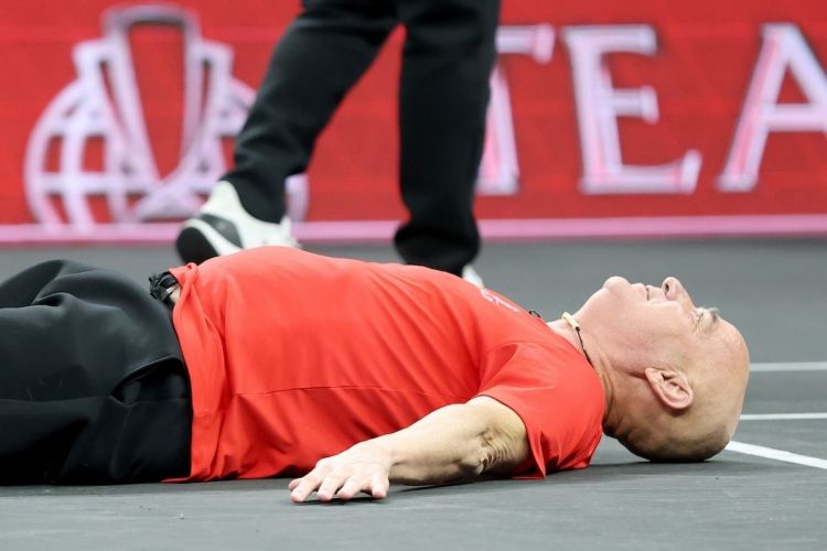 Team World Captain Andre Agassi takes a moment to absorb his debut Laver Cup victory. 