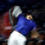 Flavio Cobolli winds up for Team Europe.