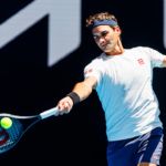 Roger Federer hits on Rod Laver Arena