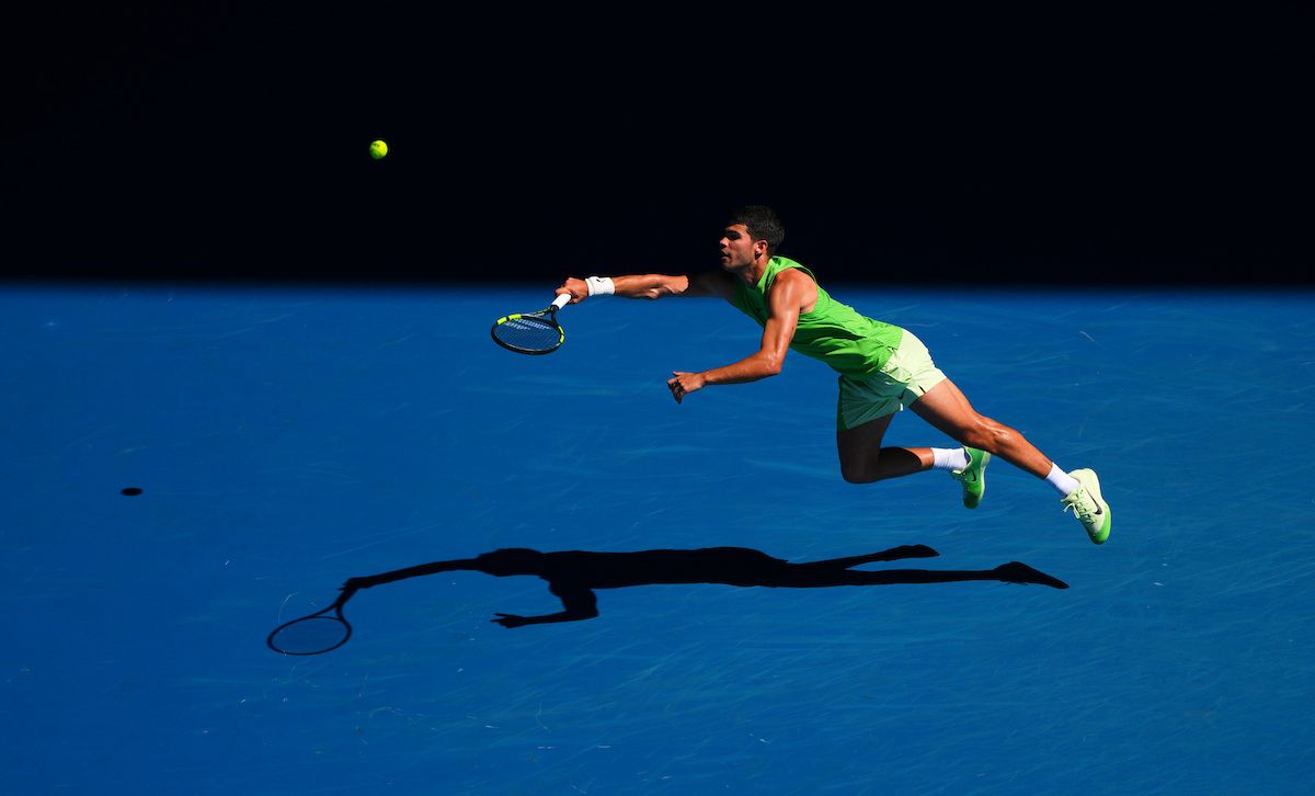 Carlos Alcaraz on the move. AO2026