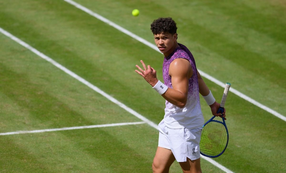 STUTTGART, GERMANY - JUNE 14: Ben Shelton of United States of America celebrates after winning final match against Taylor Fritz of United States of America during day seven of the BOSS Open 2026 on June 14, 2026 in Stuttgart, Germany. (Photo by Christian Kaspar-Bartke/Getty Images) BOSS OPEN 2026 – Day 7