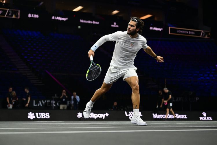 Carlos Alcaraz in action at The O2 for Laver Cup London 2026. Photo: Ben Solomon, Laver Cup