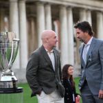 Team World captain Andre Agassi with his vice-captain, Patrick Rafter.