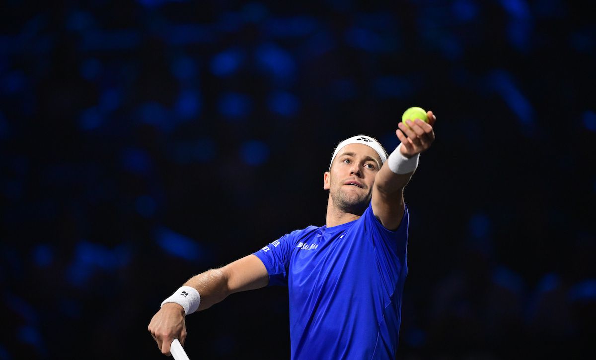 Casper Ruud opens again for Team Europe. Casper Ruud opens again for Team Europe.