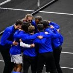 Team Europe celebrate Carlos Alcaraz's victory over Taylor Fritz.