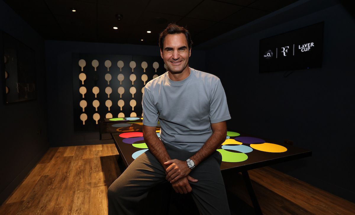 LONDON, ENGLAND - SEPTEMBER 23: Roger Federer as he is given his own room at the 02 Arena ahead of Laver Cup 2026 at The O2 on September 23, 2026 in London, England. (Photo by Clive Brunskill/Getty Images for Laver Cup) Laver Cup 2026 – Previews