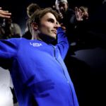 Team Europe alternate Arthur Fery walks out onto the O2 Arena.