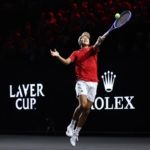 Team World's Learner Tien returns another Zverev smash.