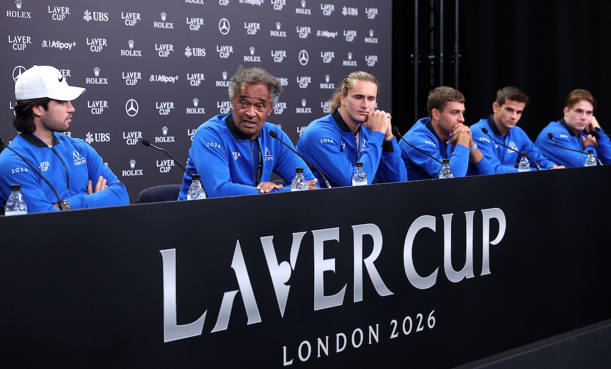 LONDON, ENGLAND - SEPTEMBER 24: Yannick Noah, Captain of Team Europe, speaks to the media during a press conference ahead of Laver Cup 2026 at The O2 on September 24, 2026 in London, England. (Photo by Tom Dulat/Getty Images for Laver Cup) Laver Cup 2026 – Previews