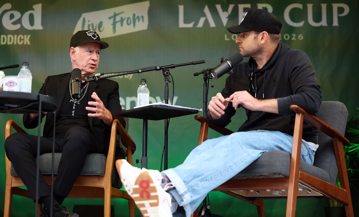 LONDON, ENGLAND - SEPTEMBER 25: The Served Podcast with Andy Roddick and John McEnroe during day one of Laver Cup 2026 at The O2 on September 25, 2026 in London, England. (Photo by Tom Dulat/Getty Images for Laver Cup) Laver Cup 2026 – Day 5: Commercial